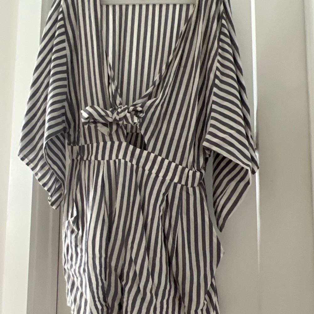 Vici Striped Grey and White Romper